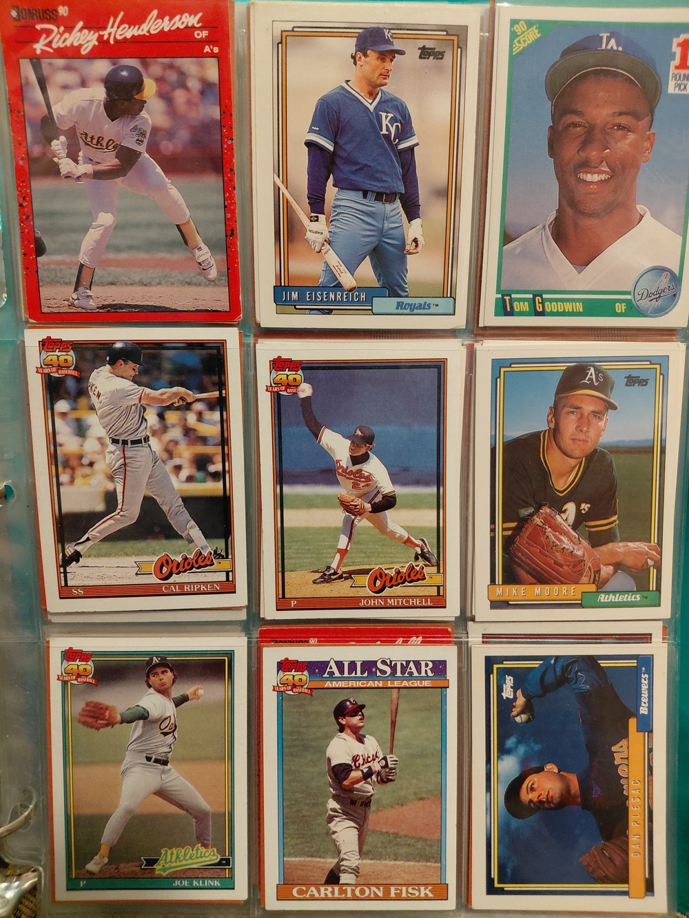 Baseball Trading Card Binder Page - Multi-Color